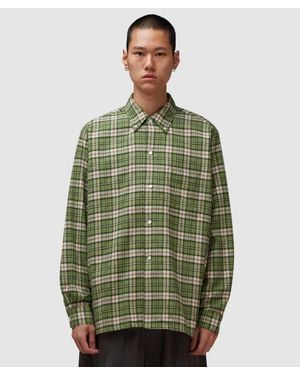 Beams Plus Open B.D. Dobby Plaid Shirt (Matcha Plaid - Green