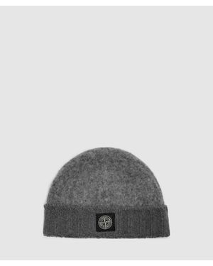 Stone Island Ribbed Baby Alpaca Blend Beanie - Gray