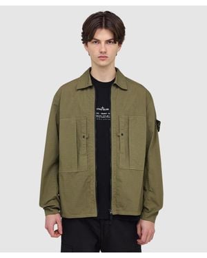 Stone Island Mercerised Ripstop Overshirt (Military - Green
