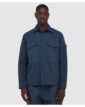 Stone Island Cotton Linen Canvas Ghost Shirt (Slate - Blue