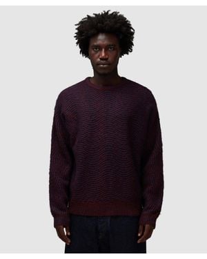Dime Mohair Wave Knit Jumper (Burgundy - Blue