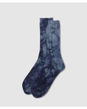 Anonymous Ism Uneven Dyed Crew Sock - Blue
