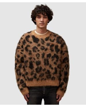 Cole Buxton Leopard Knit Sweatshirt ( - Brown