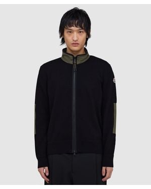 Moncler Contrast Full Zip Knitted Jacket - Black