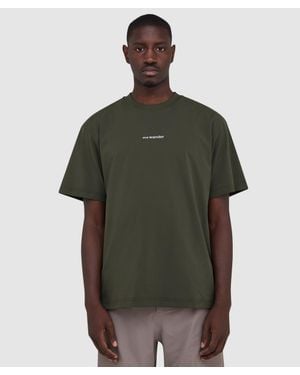 and wander Dry Mesh T-Shirt (Dark Khaki - Green