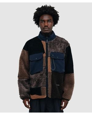 and wander Mix Boa Jacket - Blue
