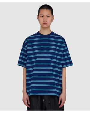 Beams Plus Stripe T-Shirt - Blue