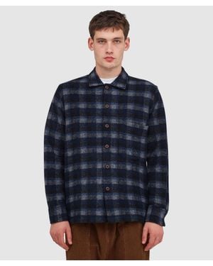 Universal Works Chandler Plaid Fatigue Shirt - Blue