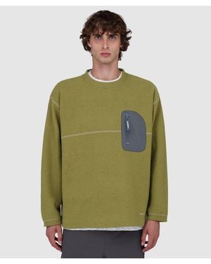 and wander Pe Warm Pile Crewneck Sweater - Green