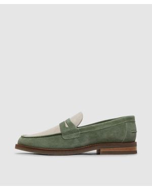 Duke & Dexter Wilde Suede Penny Loafer (Sage - Green