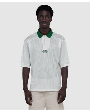 Metalwood Quarter Zip Jersey Polo Shirt (Natural - White