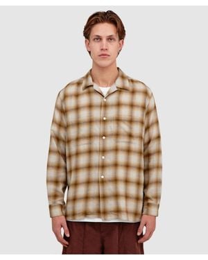 Beams Plus Open Collar Ombre Shirt - Brown