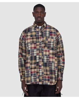 Beams Plus B.D Classic Fit Patchwork Madras Shirt - Grey