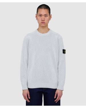 Stone Island Plated Rib Boucle Jumper (Melange Pearl - White