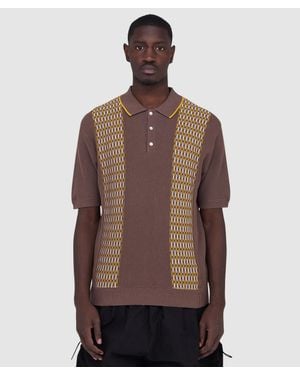 Beams Plus Knit Polo Shirt - Brown
