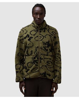 Hiking Patrol Print Fleece Jacket - Green