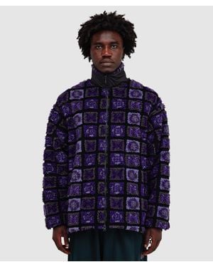 Needles Fur Jacket (Papillon Plaid Pile - Blue