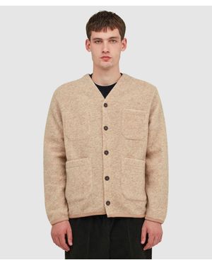 Universal Works Wool Fleece Cardigan (Fawn - Natural