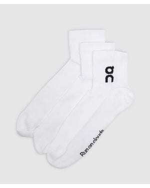 On Shoes Logo Mid 3 Pack Sock - White