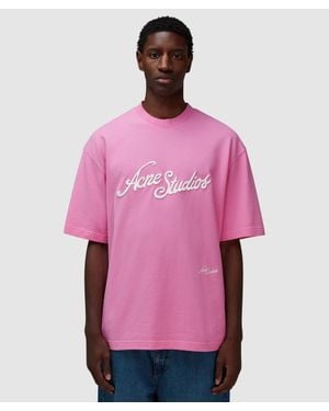 Acne Studios Exford Tourist Logo Pique T-Shirt (Bubble - Pink