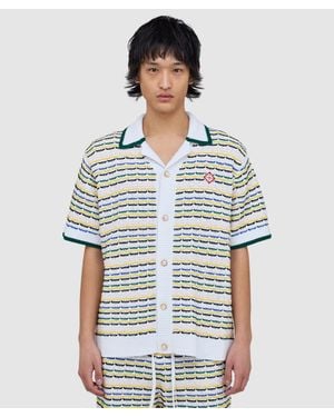 CASABLANCA Tuck Stitch Short Sleeve Shirt (Assorted - Blue