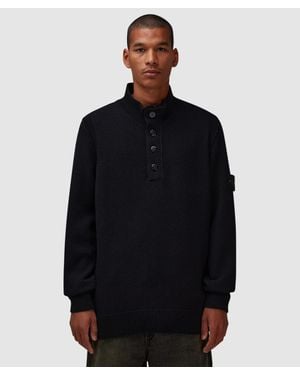 Stone Island Lambswool Half Button Jumper - Black