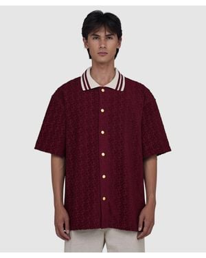 Drole de Monsieur Monogram Shirt (Wine - Red