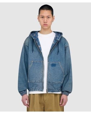 Beams Plus Mock Print Hoodie (Fade - Blue