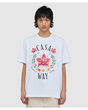 CASABLANCA Casa Way Orchid Logo T-Shirt - White