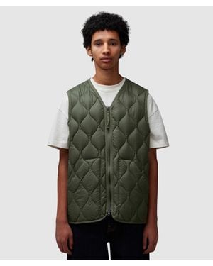 Taion Military V-Neck Down Soft Shell Vest - Green