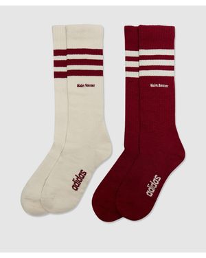 adidas Originals Adidas X Wales Bonner 3 Stripes Socks 2-Pack Wonder/ Core Burgundy - Red