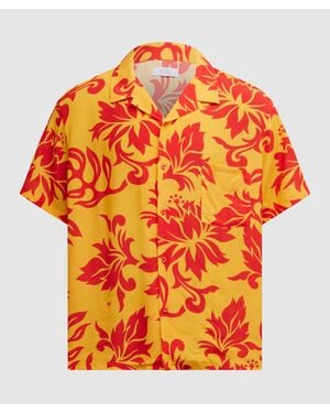 ERL Tropical Flowers Short Sleeve Shirt - Orange