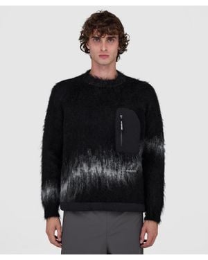 and wander Jacquard Shaggy Knit Sweater - Black