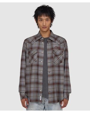 Acne Studios Flannel Check Button Up Shirt (Multi - Gray