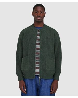 FRIZMWORKS Wool Deck Zip Up Cardigan (Forest - Green