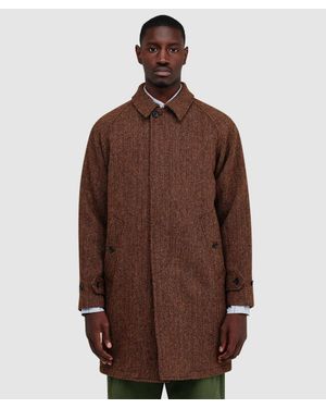 Beams Plus Bal Collar Harris Tweed Coat (Gun Club - Brown