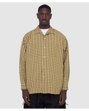 Beams Plus Open Collar 80/2 Madras Shirt - Natural