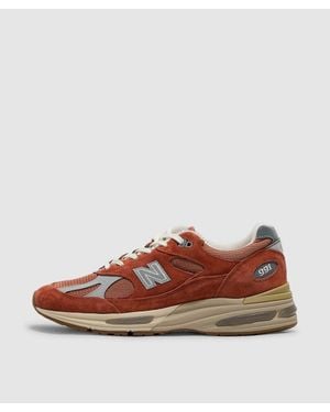 New Balance Miuk 991V2 Trainer (Potters Clay Raw Sienna Harbor Mist - Brown