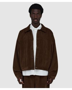 Estudio Niksen Corduroy Pleated Trucker Jacket - Brown
