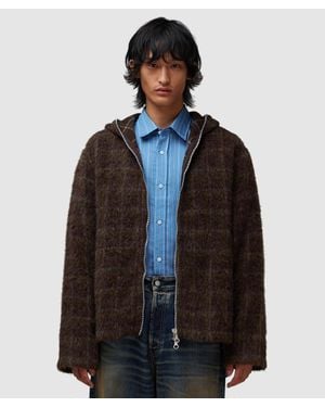 Our Legacy Full Zip Hood (Dorf Check Hairy Wool - Brown