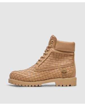 Timberland 6 Inch Woven Lace Boot (Medium Full Grain - Natural