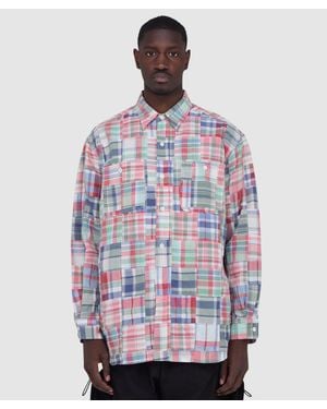 Beams Plus Work Patchwork Madras Shirt - Pink