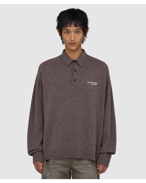 Acne Studios Wool Knit Polo Shirt Melange - Brown