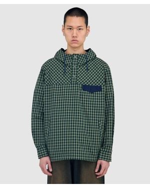 Beams Plus Check Pullover Anorak Jacket Watch - Green