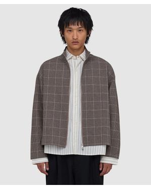 MKI Miyuki-Zoku Seersucker Check Track Jacket - Brown