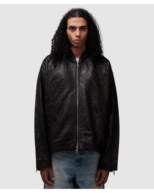 Cole Buxton Hooded Leather Jacket ( - Black