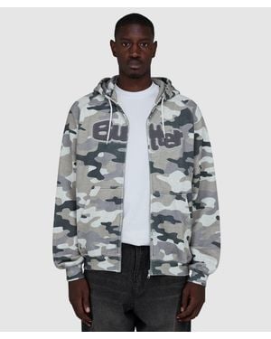Butter Goods Stretch Zip Thru Hoodie (Snow Camo - Grey