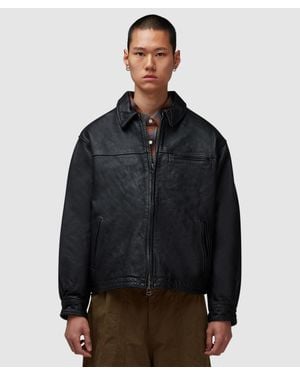 FRIZMWORKS Destroyed Cowhide Leather Jacket (Washed - Black