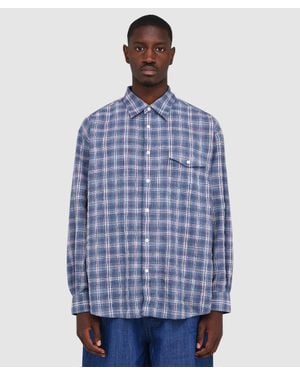 FRIZMWORKS Uneven Check Shirt - Blue