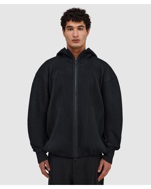 Homme Plissé Issey Miyake Wickerwork Mesh Pleats Hoodie - Black